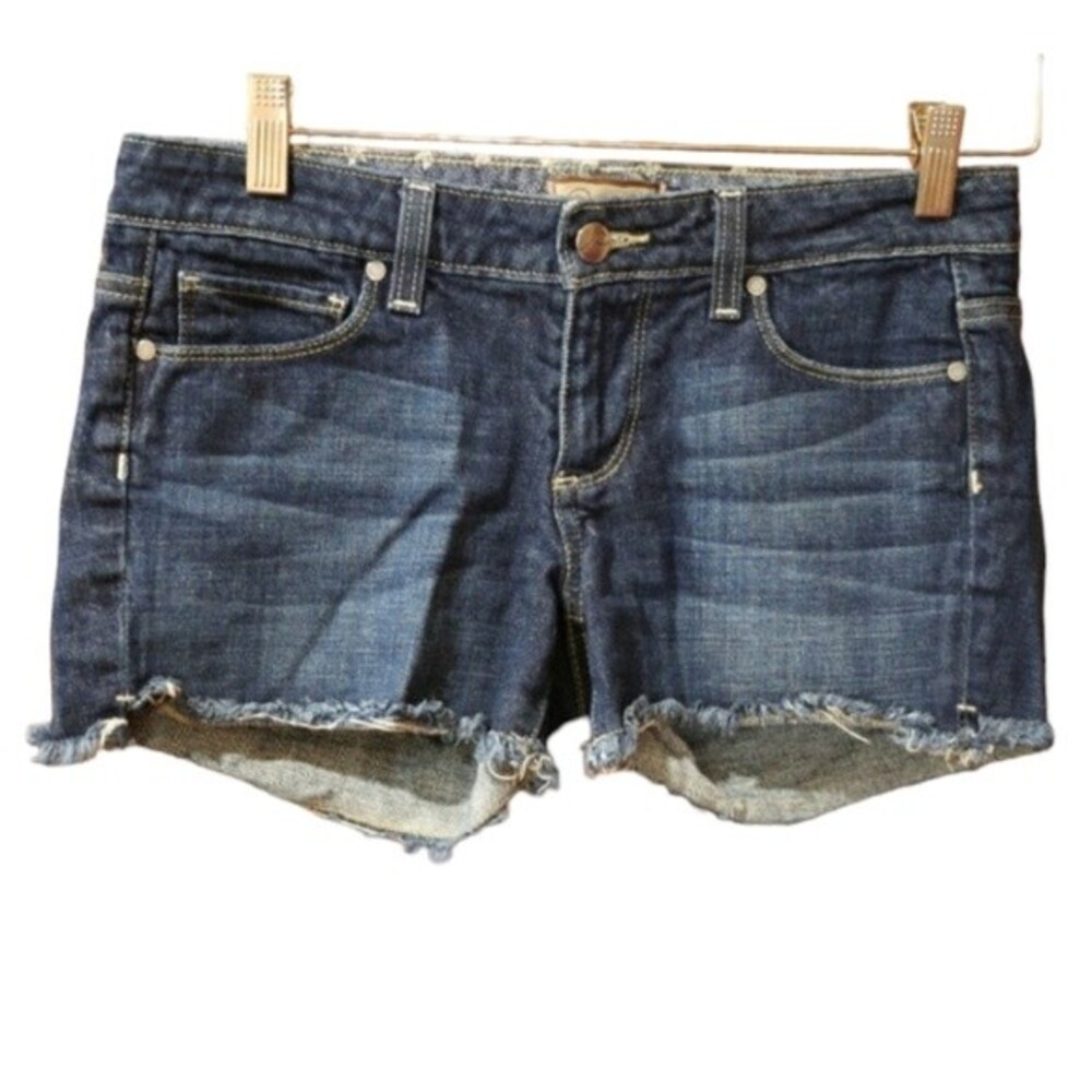 Paige Denim Jean Shorts Raw Hem 27 Midrise Summer Casual Streetwear Shorts